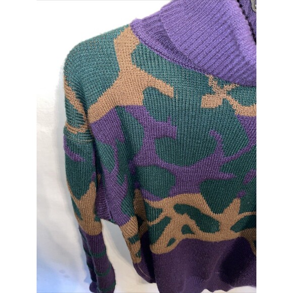 Country Suburbans Women’s Turtleneck Sweater Size Small Purple Green Geometric - Picture 5 of 12